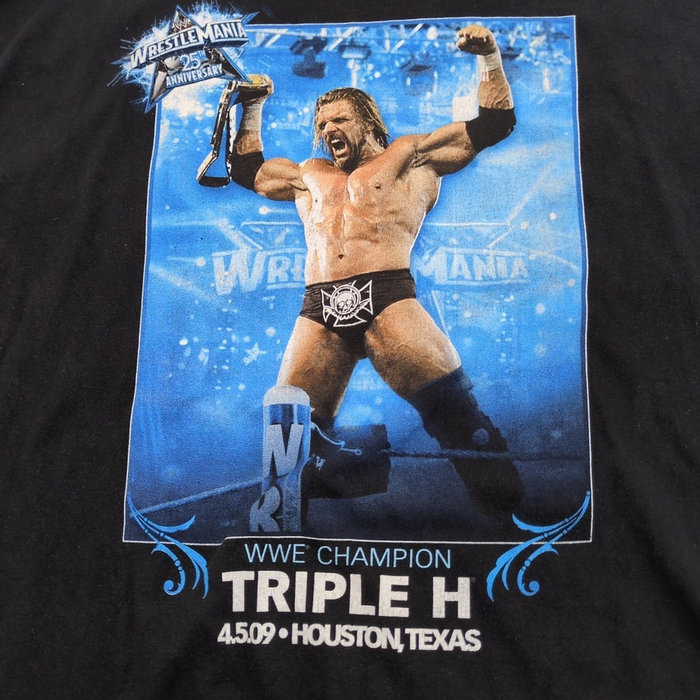 WWE 2009 Wrestlemania 25th Anniversary T-Shirt Black 3XL Ft Triple H Houston Tex